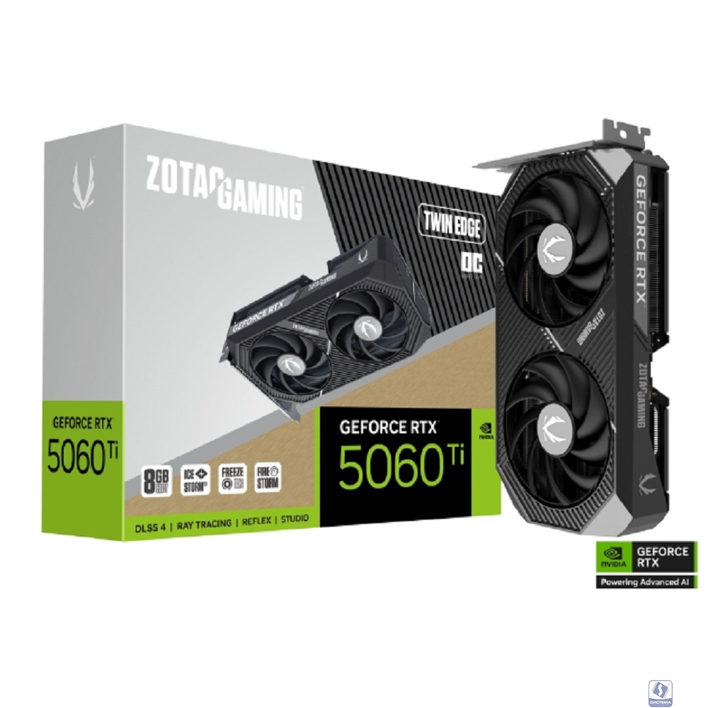 Видеокарта ZOTAC GAMING GeForce RTX 5060 Ti Twin Edge OC 8GB GDDR7 128bit 3xDP/HDMI 2*FAN (ZT-B50610H-10M) RTL