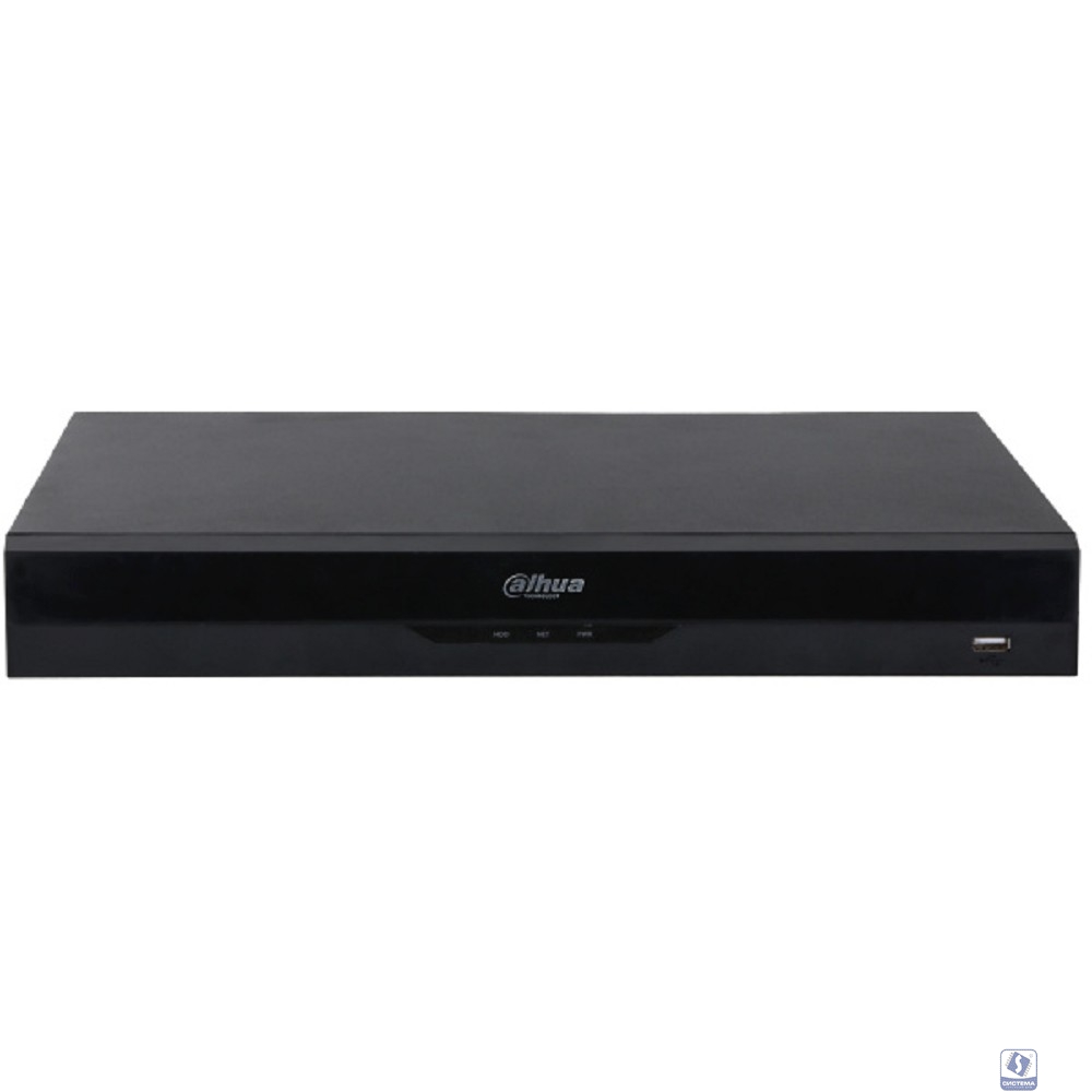 DAHUA DHI-NVR5216-16P-EI 16-канальный IP-видеорегистратор c PoE, 4K, H.265+, видеоаналитика, входящий поток 384Мбит/с, 2 SATA III до 20Тбайт