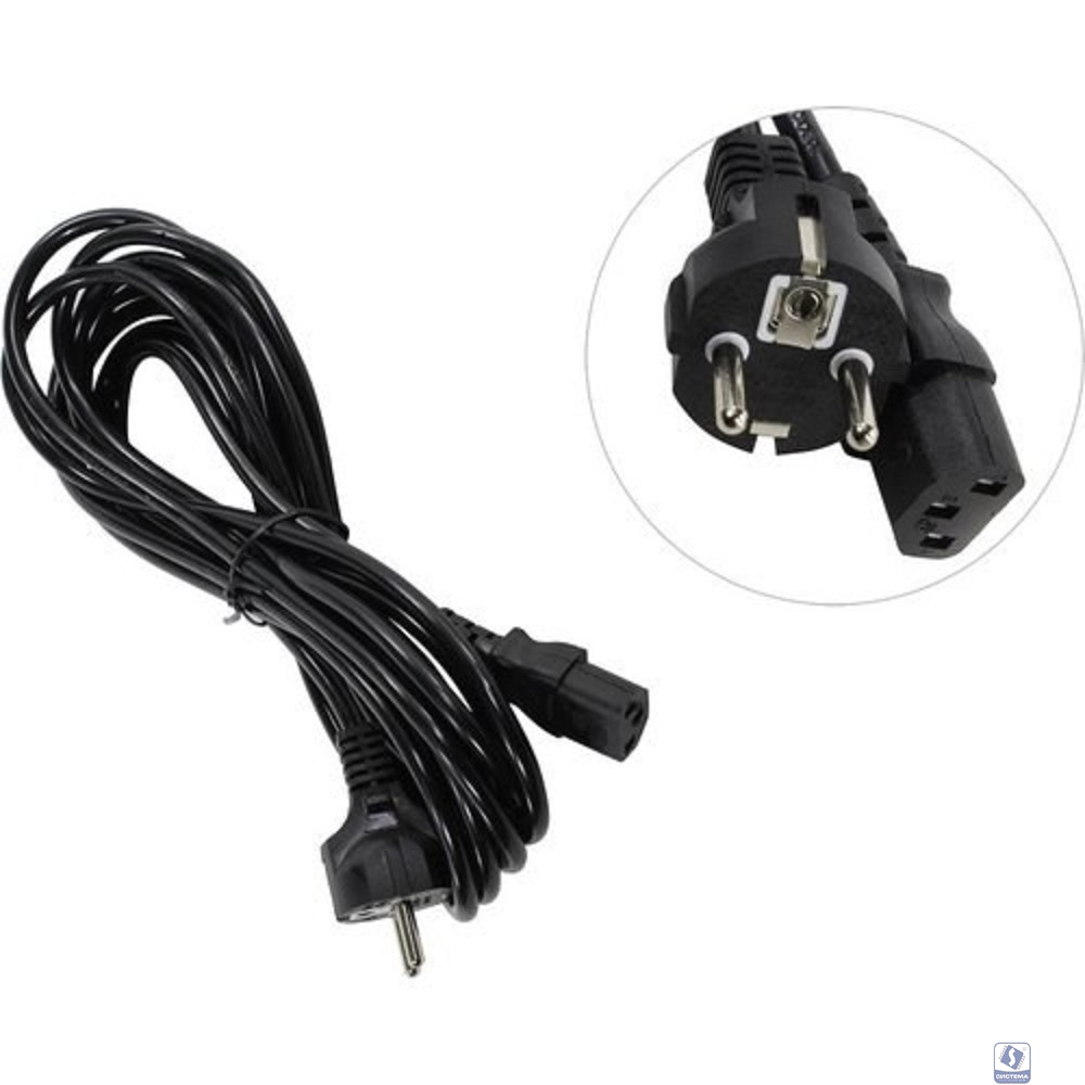 Exegate EP280655RUS Кабель питания ExeGate Power PC-5P (Евровилка Schuko->С13) VDE-250V-3*1.0mm2, медь, черный, 5м.