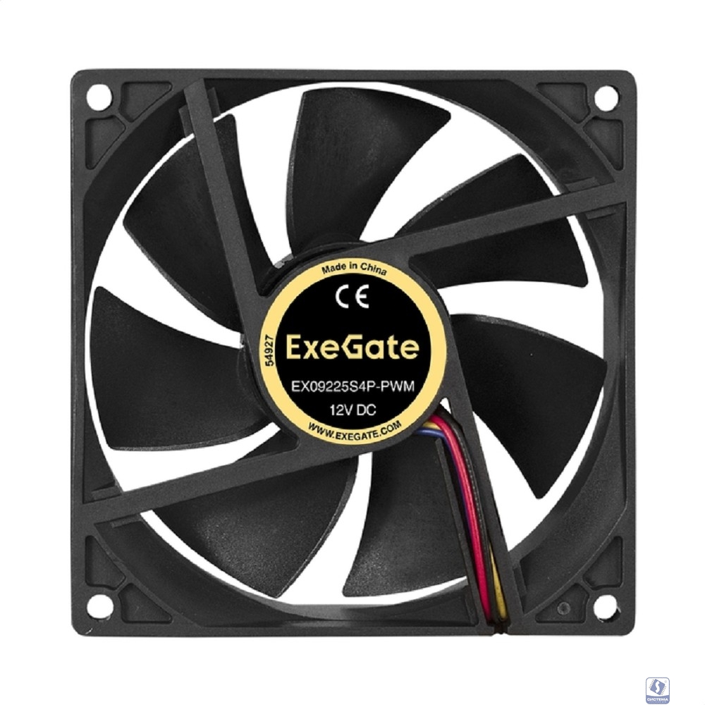 Exegate EX297050RUS Вентилятор 12В DC ExeGate EX09225S4P-PWM (92x92x25 мм, Sleeve bearing (подшипник скольжения), 4pin, PWM, 0-2000 RPM, 0-26dBA)