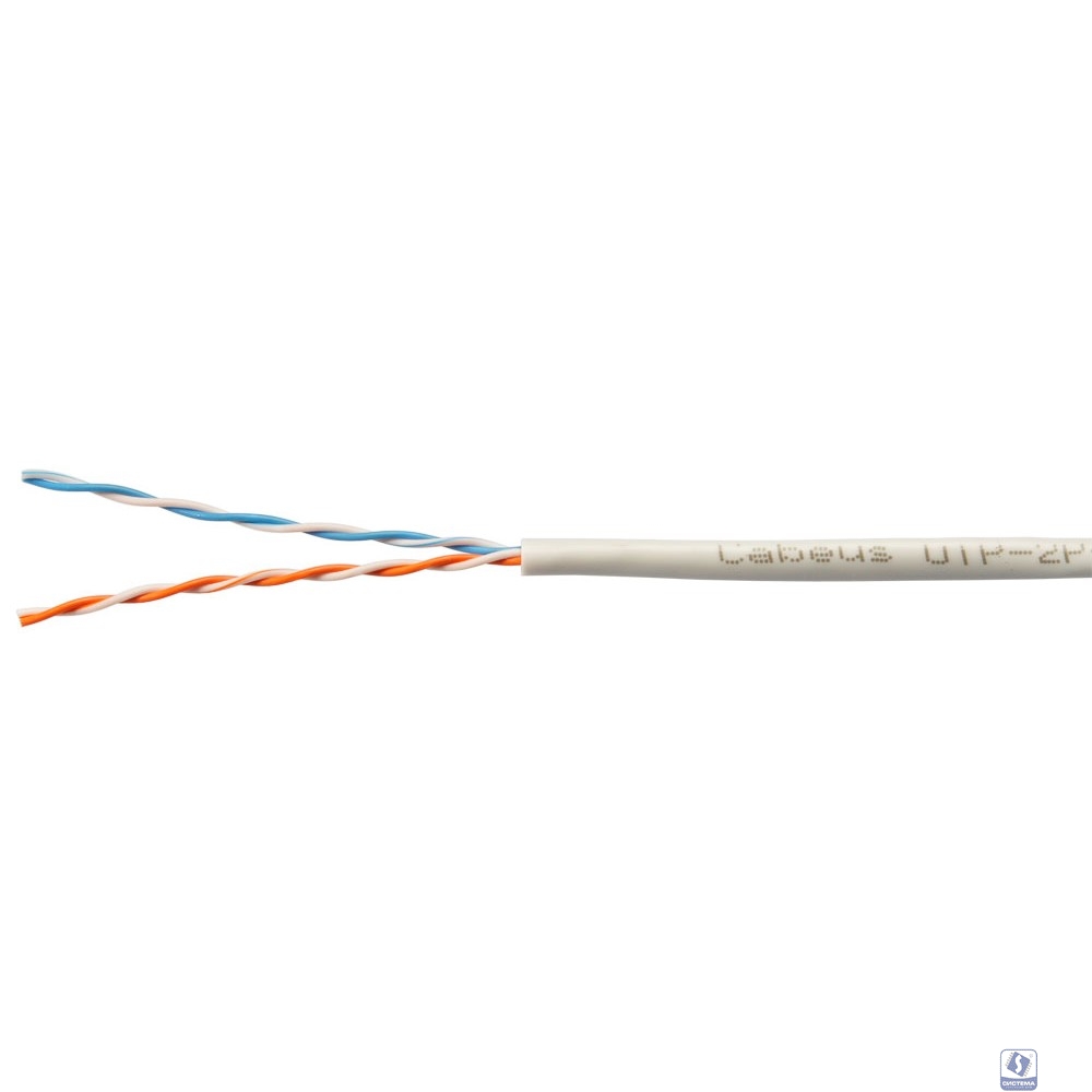 Cabeus UTP-2P-Cat.5e-SOLID-LSZH-GY-500 Кабель витая пара UTP (U/UTP), категория 5e, 2 пары (24 AWG), одножильный, серый LSZH, нг(А)-HF