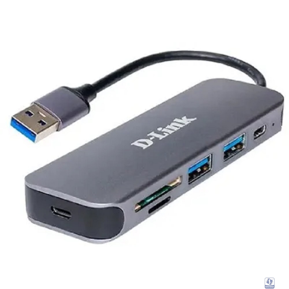 D-Link DUB-1325/A1A Концентратор с 2 портами USB 3.0, 1 портом USB Type-C, слотами для карт SD и microSD и разъемом USB 3.0