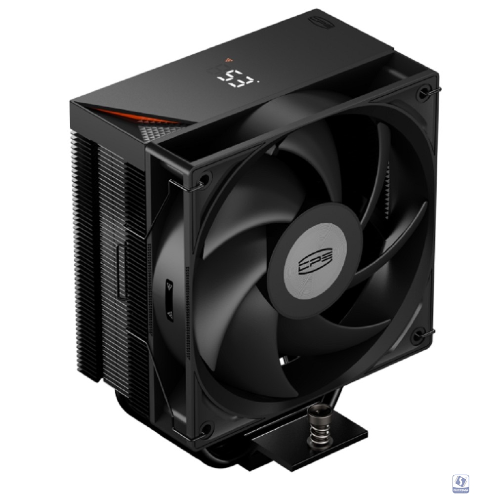 CPU Cooler PCCooler RT400 Digital BK (230W, 4-pin PWM, LED temp., 152mm, Al/Cu, 4x6mm, 1x120mm, 73.32CFM, 34.9dBA, 2200RPM, S: 1851/1700/1200/115X, AM5/AM4, black)