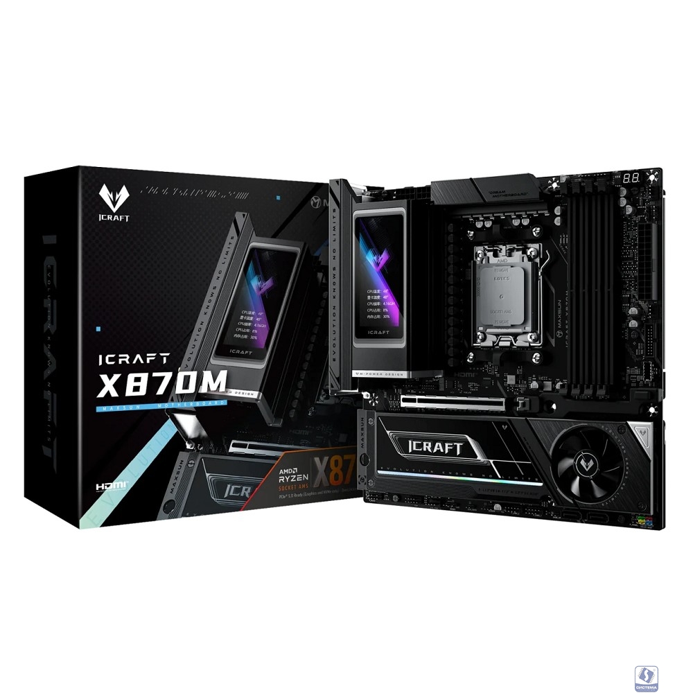 MS-iCraft X870M (Socket AM5, mATX, 4*DDR5(192Gb), DP/HDMI, 2*SATA3, 3*M.2, 1*PCIEx16, 2* Type-C, 2*USB 2.0, 6*USB 3.2, LAN 1*5G, SPDIF, WiFi7,  RTL)