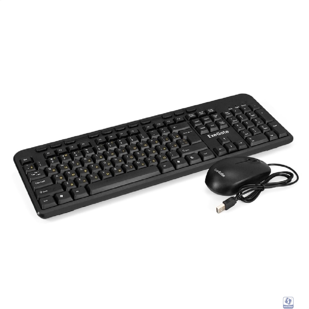 Exegate EX298903RUS Комплект ExeGate Professional Standard Combo MK150 (клавиатура мультимедийная влагозащищенная 116кл. + мышь оптическая 1200dpi, 3 кнопки и колесо прокрутки, длина кабелей 1,5м; USB