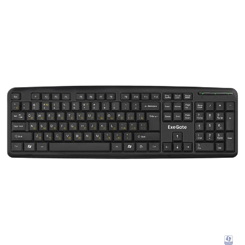 Exegate EX293971RUS Клавиатура ExeGate LY-331S (USB, полноразмерная, влагозащищенная, 104кл., Enter большой, длина кабеля 1,7м, черная, RTL)