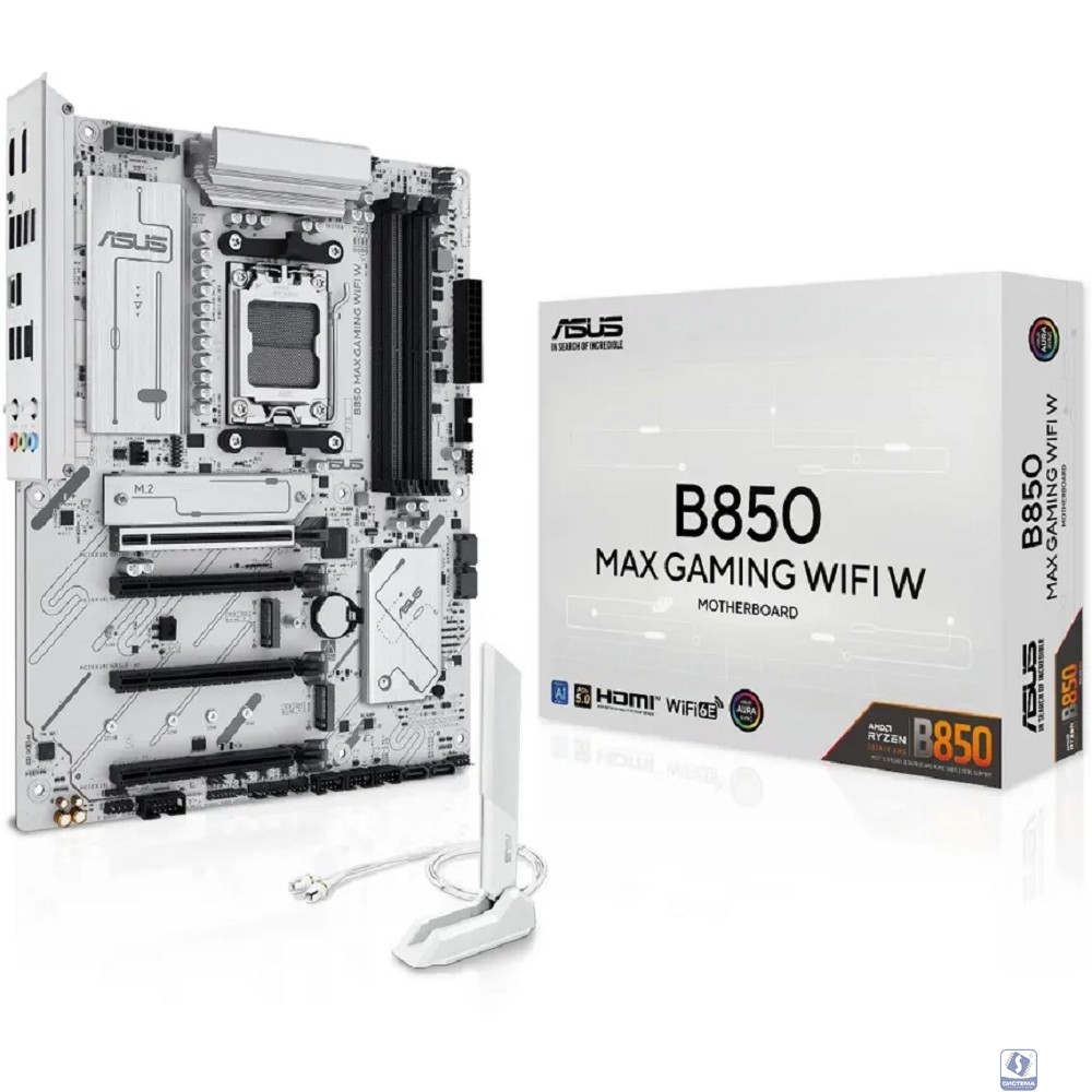 ASUS B850 MAX GAMING WIFI W (Socket AM5,  ATX, 4xDDR5(256GB), DP/HDMI 2.1, 1xPCIe 5.0x16/1xPCIe 4.0x16/2xPCIe 3.0x16, 1xLAN (2.5GbE), Wi-Fi, BT, 4xSATA 6Gb/s, 3xM.2, 1*Type-C, 5xUSB 3.2, 2xUSB 2.0)