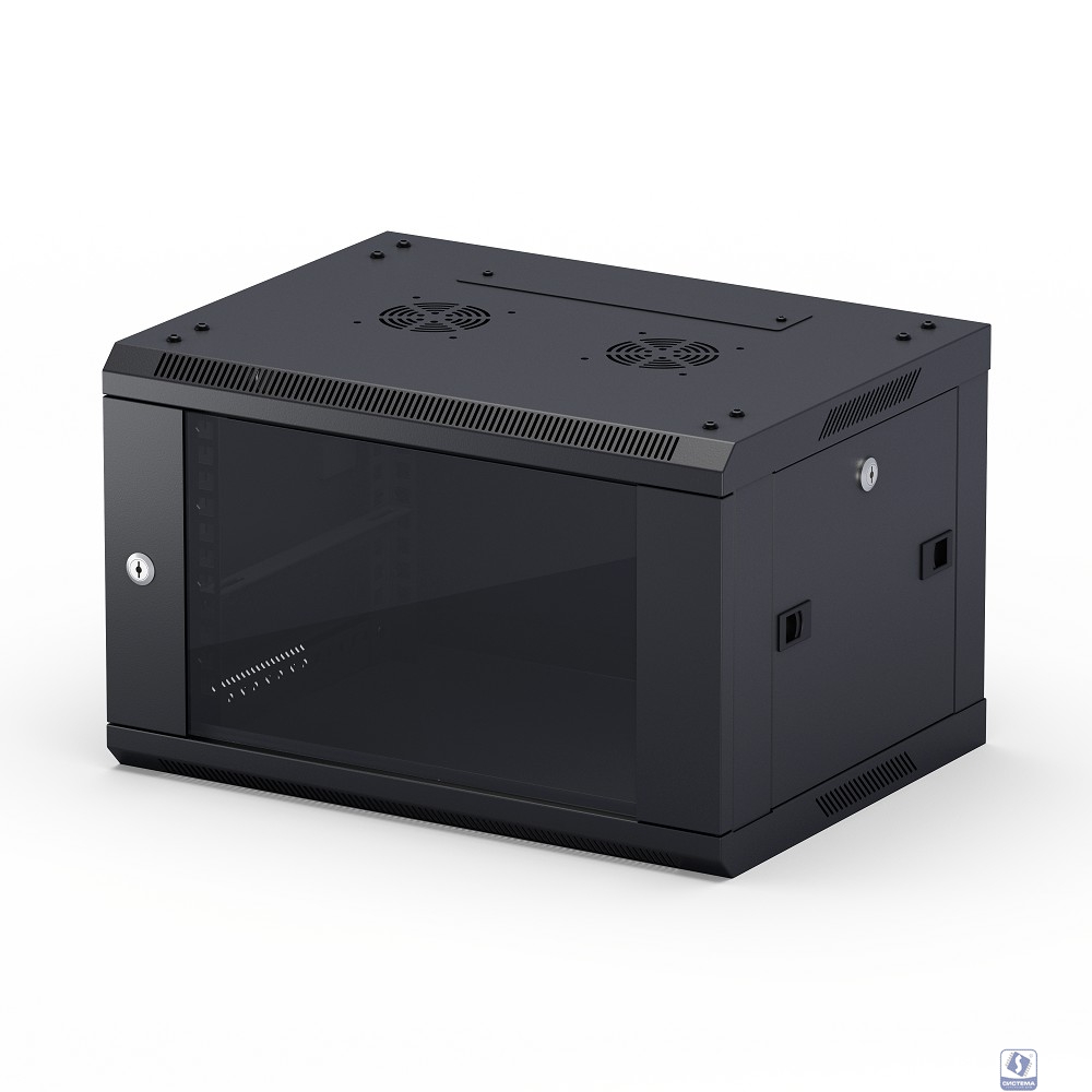 NEOMAX Шкаф телекоммуникационный   настенный 6U (600х450), стеклянная дверь, замок-ключ (3 шт), разборный, цвет черный (1 коробка)[NCB-WM6U-6045GK3-100-BK]