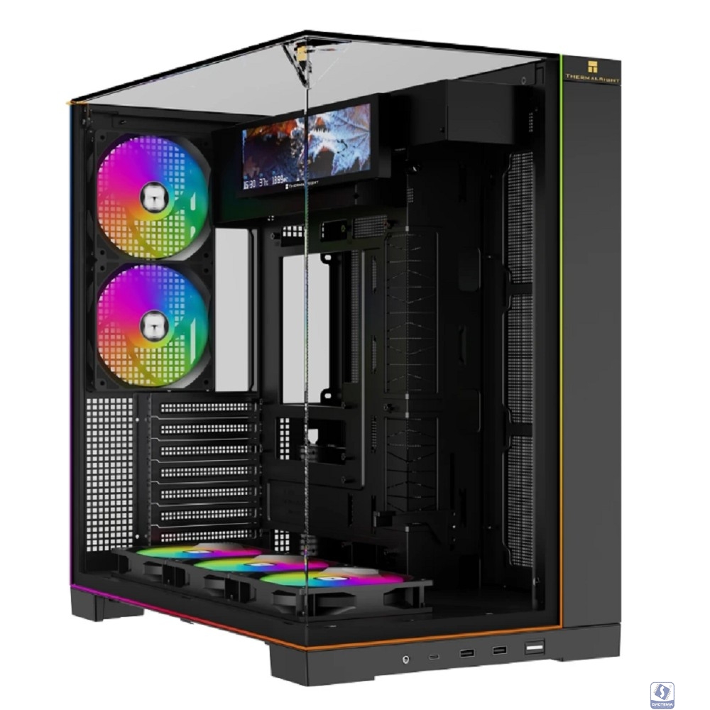 Thermalright Корпус TR-A70 Vision FAN5-C / Black / TG / 5x120mm ARGB PWM Fans / ARGB Strip / 9.16'' LCD screen / USB TYPE-C / ATX  / TRA70VF5CB