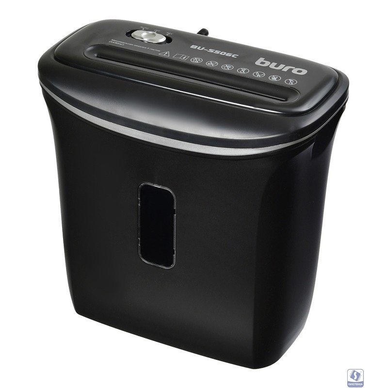 Buro Уничтожитель Home BU-S506C (секр.P-4)/фрагменты/5лист./12лтр./пл.карты) 