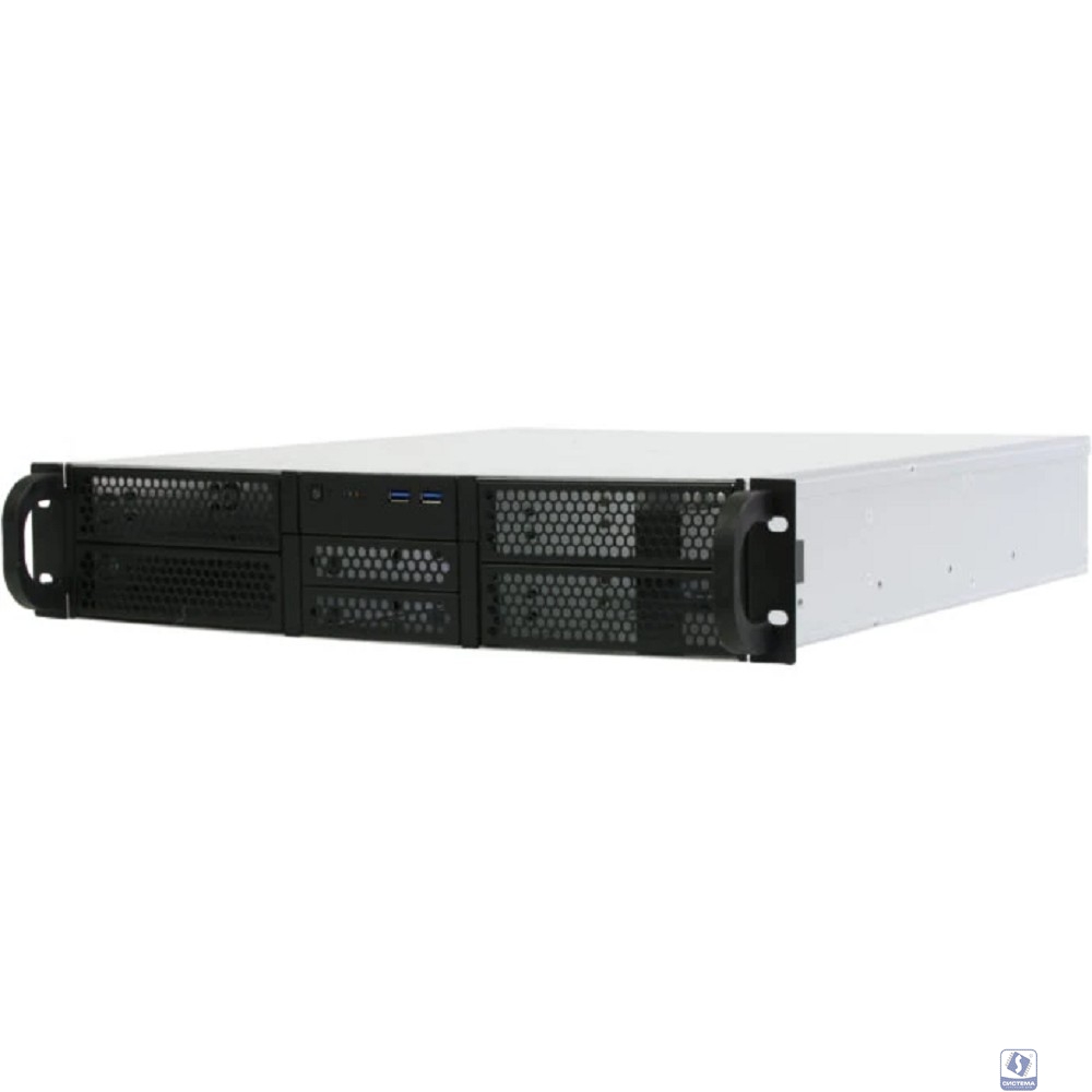 Procase RE204-D4H2-FA-55 Корпус 2U server case,4x5.25+2HDD,черный,без блока питания(2U,2U-redundant),глубина 550мм,ATX 12"x9.6", панель вентиляторов 4*80х25 PWM