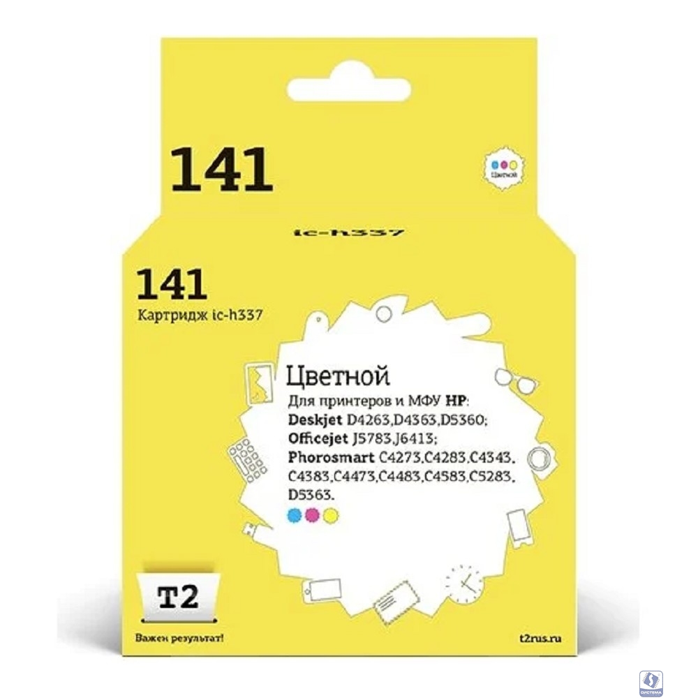 T2 CB337HE Картридж (IC-H337) №141 для HP Deskjet D4263/D5360/Officejet J5783/J6413/Photosmart C4273, цветной, 170 стр.