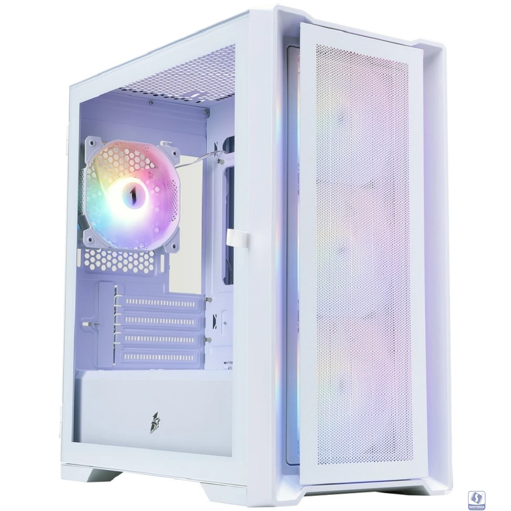 1STPLAYER Корпус TRILOBITE T4 MESH FRGB White / mATX / 4x120mm FRGB fans / T4-WH-4F1-W