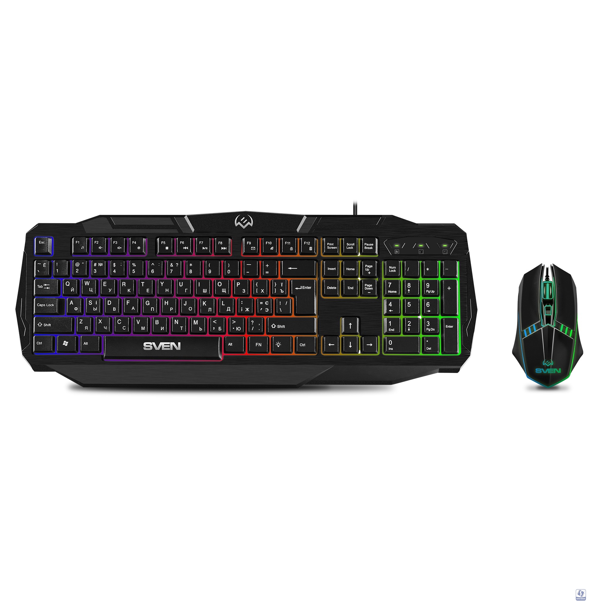 Игровой набор клавиатура + мышь Sven GS-9100 (104кл.+12Fn, 800-1600 DPI, 3+1кн., подсветка)