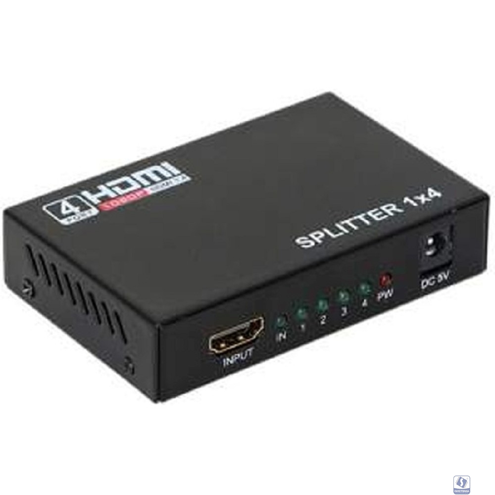 ORIENT HSP0104H, HDMI 4K Splitter 1->4, HDMI 1.4/3D, UHDTV 4K(3840x2160)/HDTV1080p/1080i/720p, HDCP1.2, внешний БП 5В/1А, метал.корпус (29986)