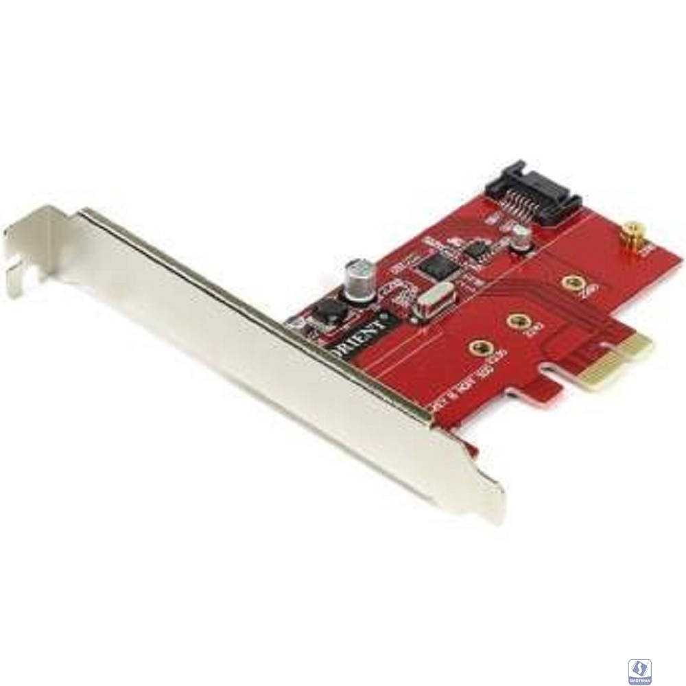 ORIENT A1061S-M2, Контроллер PCI-Ex1 v2.0, SATA3.0 6Gb/s, 2-port int: SATA M.2 + SATA, ASM1061 chipset, oem (30289)