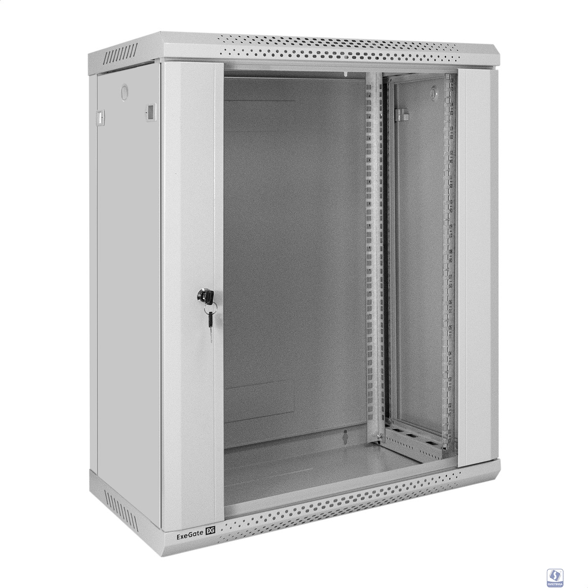 Exegate EX300255RUS Шкаф телекоммуникационный 19" настенный 15U ExeGate EC-WM-15U.450.G.GREY (19”, 15U, 600x450x769mm (ШхГхВ), передняя дверь закаленное стекло, съемные боковые панели, пыле- и влагоза