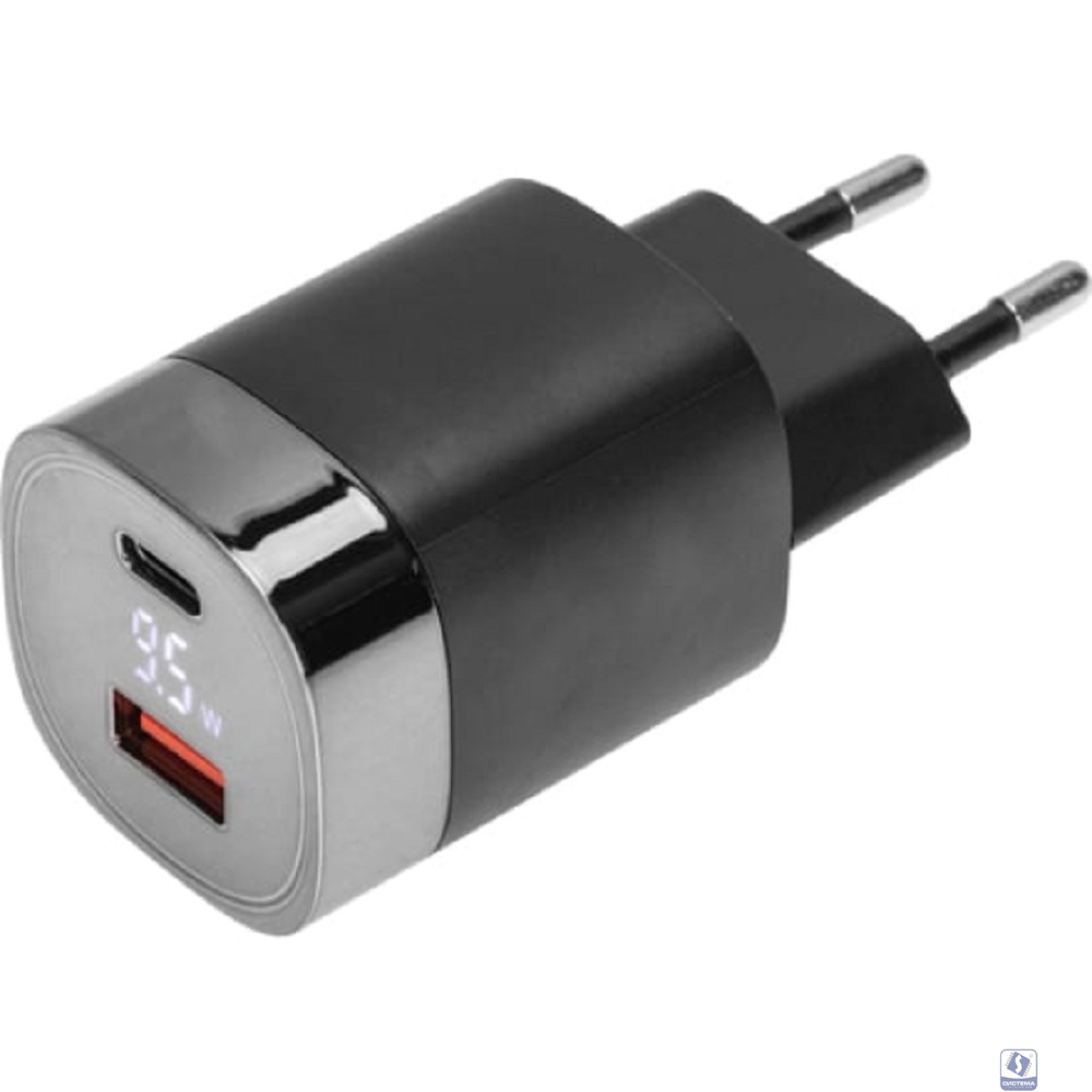 Rexant (18-2224) Сетевое зарядное устройство USB QC (30W) + Type C PD (33W), с дисплеем, чёрное