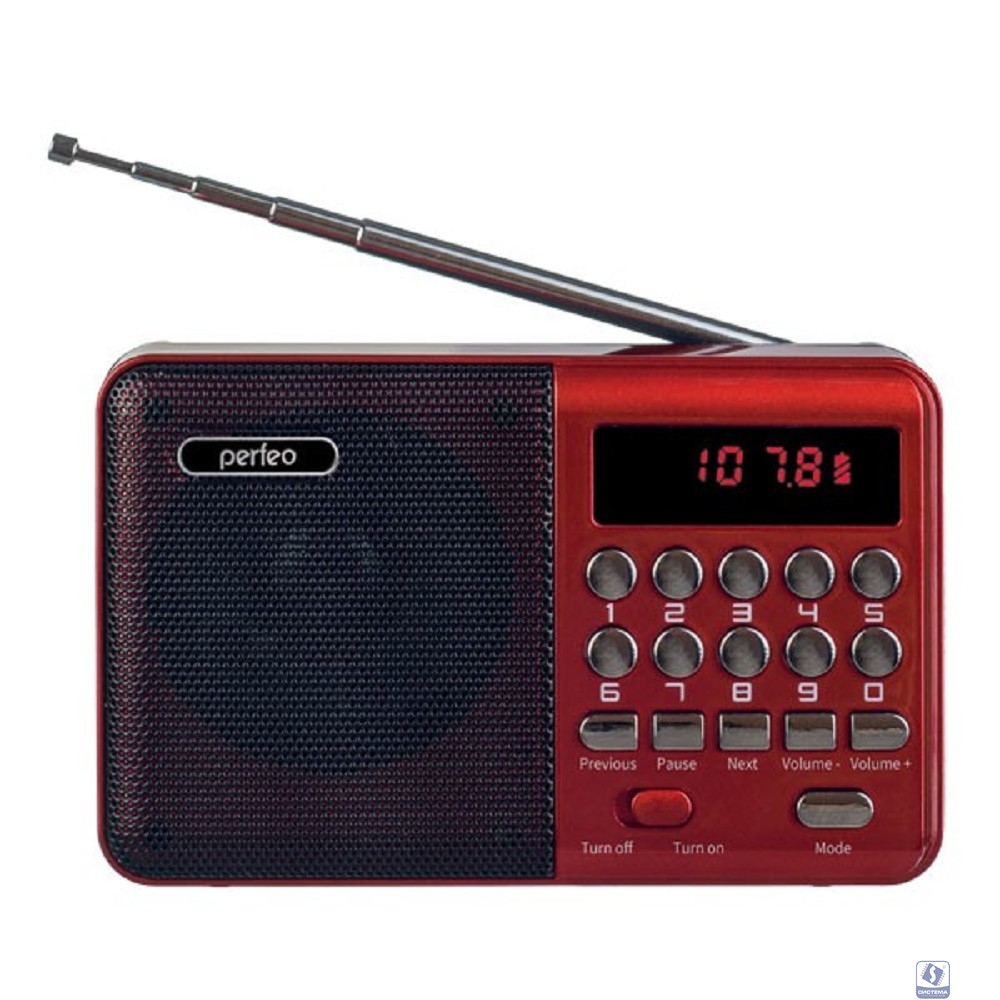 Perfeo радиоприемник цифровой PALM FM+ 87.5-108МГц/ MP3/ питание USB или 18650/ красный (i90-red) [PF_A4871]