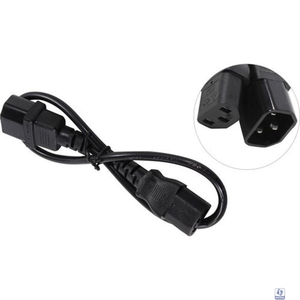 Exegate EP280619RUS Кабель монитор - компьютер (UPS->устройство) ExeGate Power EC-0,5P (IEC 320 С13->С14) VDE-250V-3*0.5mm2-медь, черный, 0.5м.