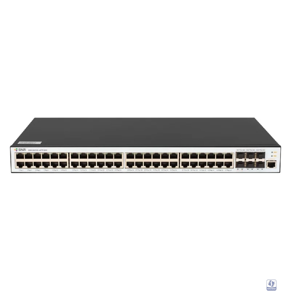 SNR SNR-S5310G-48TX-2AC Управляемый коммутатор уровня 2+, 48 портов 10/100/1000Base-T, 6 портов 1/10G SFP+, 2 встроенных БП ~220V AC