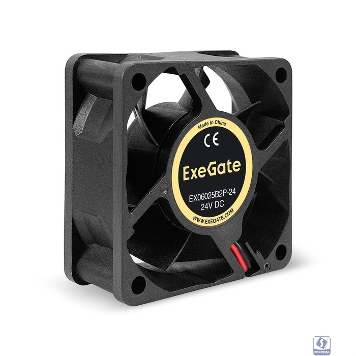 Exegate EX295205RUS Вентилятор 24В DC ExeGate EX06025B2P-24 (60x60x25 мм, 2-Ball (двойной шарикоподшипник), 2pin, 5100RPM, 34dBA)
