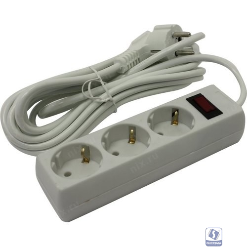 Exegate EX279353RUS Удлинитель ExeGate EC-3-5W (3 розетки, 5м, евровилка, белый)