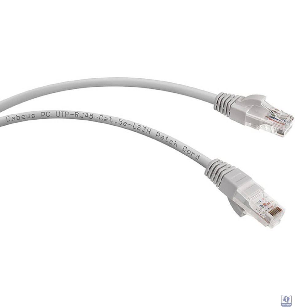 Cabeus PC-UTP-RJ45-Cat.5e-0.15m-LSZH Патч-корд U/UTP, категория 5е, 2xRJ45/8p8c, неэкранированный, серый, LSZH, 0.15м