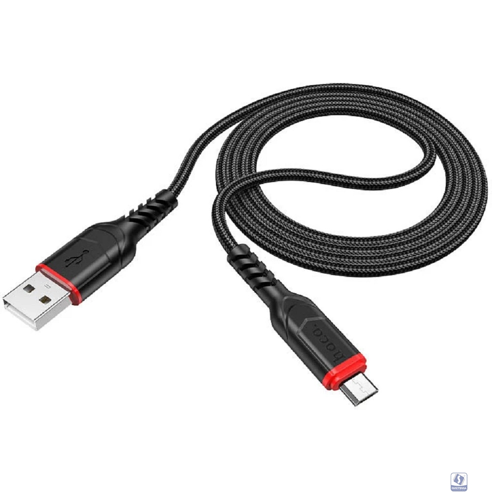 HOCO X59/ USB кабель Micro/ 1m/ 2.4A/ Нейлон/ Black