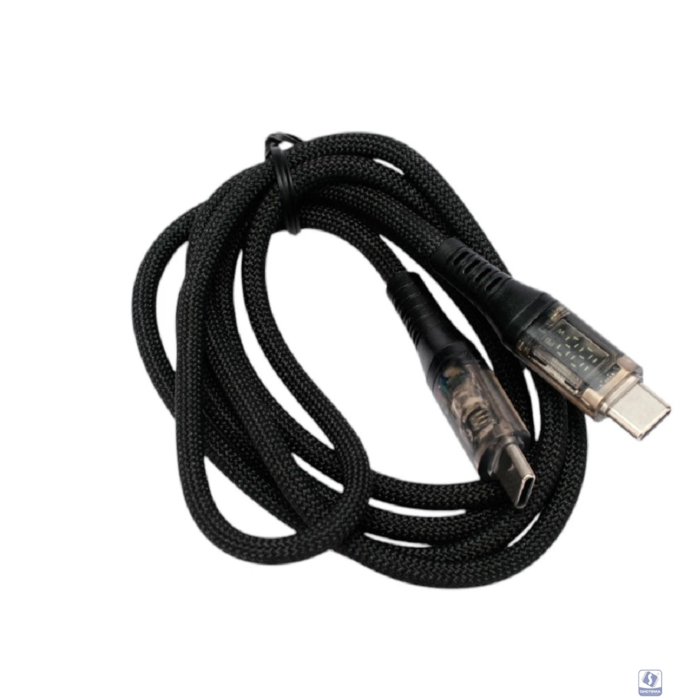 Cablexpert Кабель USB2.0, Type-C/Type-C, 6A, 66Вт, PD/QC3.0, дисплей, оплетка, медь, 1м, черный (CCP-USB2-CMCM-SCR-1M)