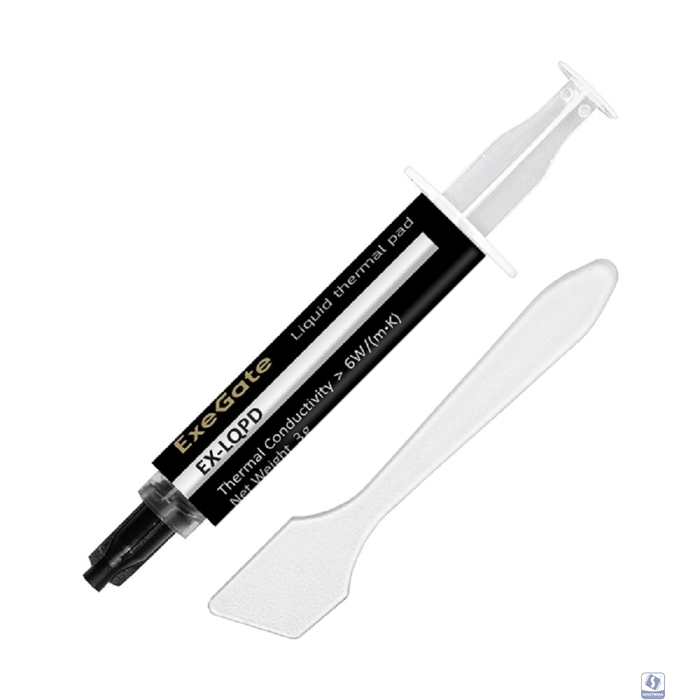 Exegate EX296175RUS Жидкая термопрокладка ExeGate EX-LQPD (6 Вт/(м•К), 3г шприц с лопаткой)