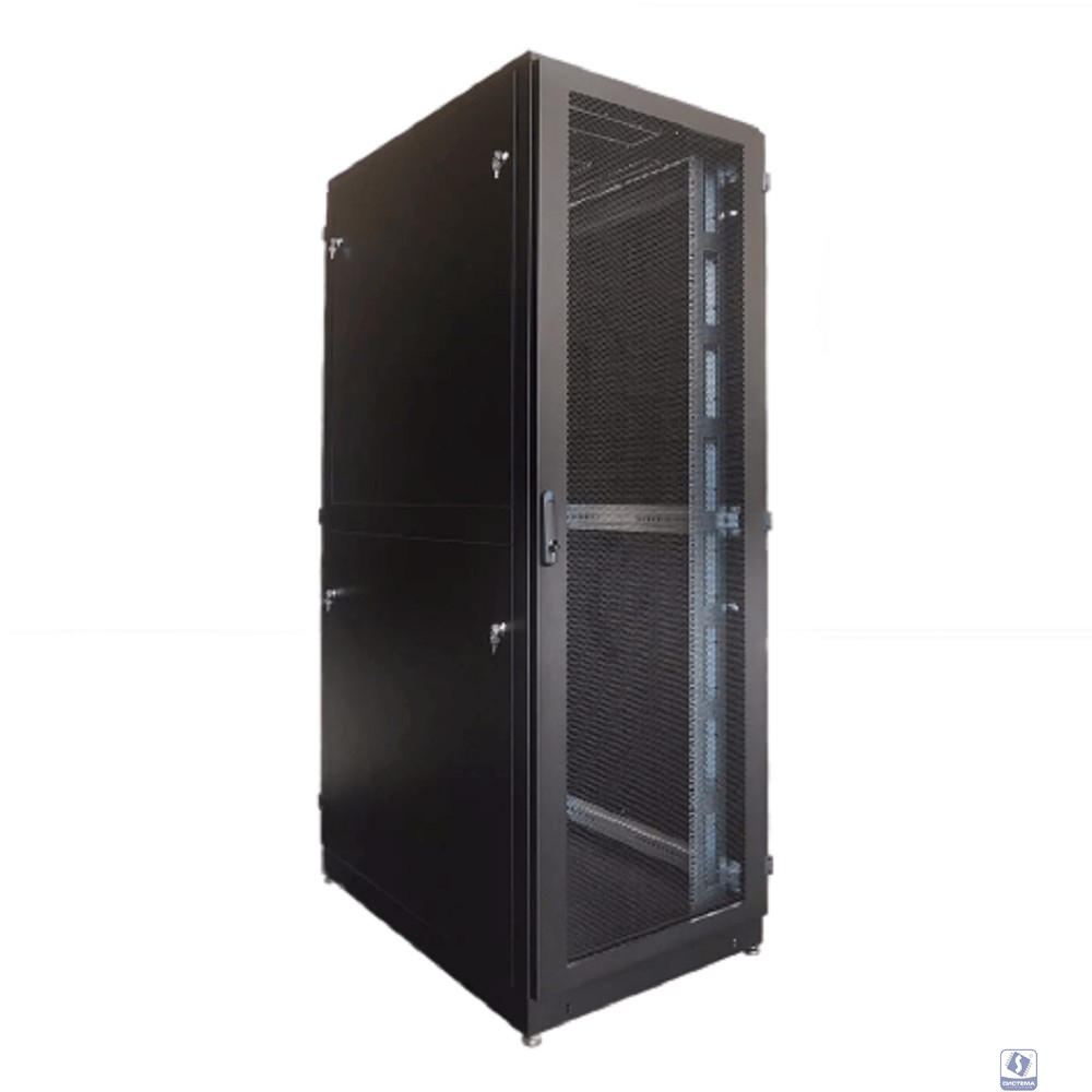ЦМО Шкаф серверный напольный 42U (800 х 1000) дверь перфорированная, задние двойные перфорированные, цвет черный (ШТК-М-42.8.10-48АА-9005)