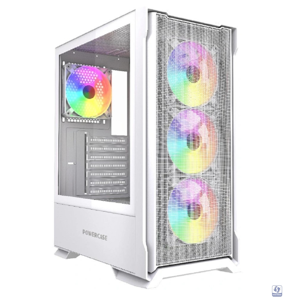 Powercase Mistral AZ4W ARGB, Tempered Glass, 4x 120mm ARGB Fans, белый, ATX  (CMAZW-A4)
