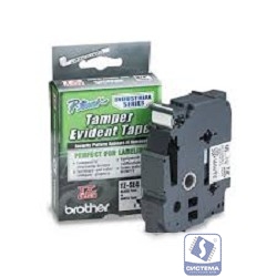 Brother TZESE4 Пленка для наклеек security tape 18мм*8м черный на белой осн.