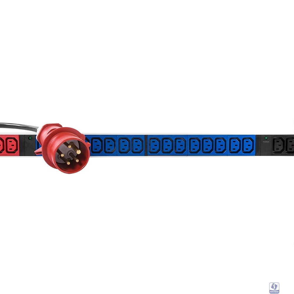 REM Верт блок розеток Rem-3x32, 3 фазы 32A, 6 авт, инд, 36 C13, 1420 мм, вх IEC 309, шнур 3 м (R-3x32-36C13-A-I-1420-3-3PN)