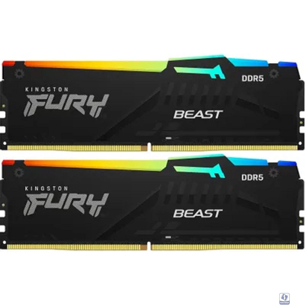 Kingston DDR5 DIMM  2x32GB 6000MHz KF560C36BBEAK2-64 Fury Beast Black RGB RTL Gaming PC5-48000 CL36 288-pin 1.35В kit single rank с радиатором Ret