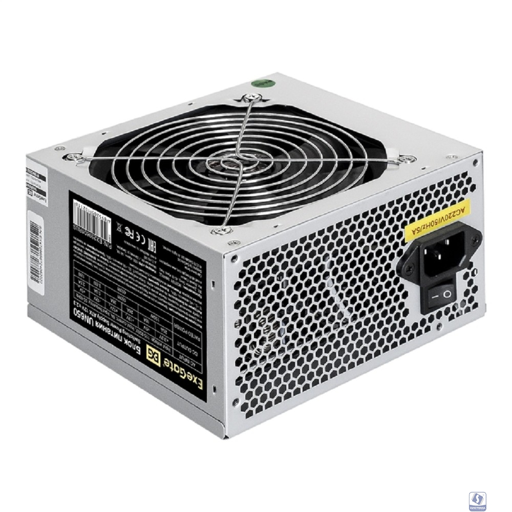 Exegate EX259601RUS Блок питания 650W Exegate UN650, ATX, 12cm fan, 24p+(4+4)p, 6/8p PCI-E, 4*SATA, 2*IDE, FDD