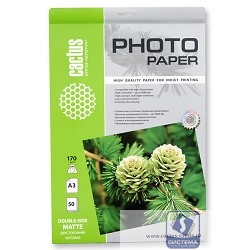 Cactus CS-MA317050DS Фотобумага Cactus CS-MA317050DS матовая двухсторонняя А3 170 г/м2 50 листов