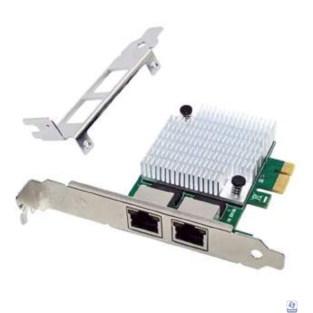 ORIENT XWT-R81L2PE, Сетевая карта PCI-Ex1 v1.1 2xRJ45 1GbE NIC, RTL8111F+ASM1182 chipset, 1 Гбит/с, 2 планки крепления (31231)