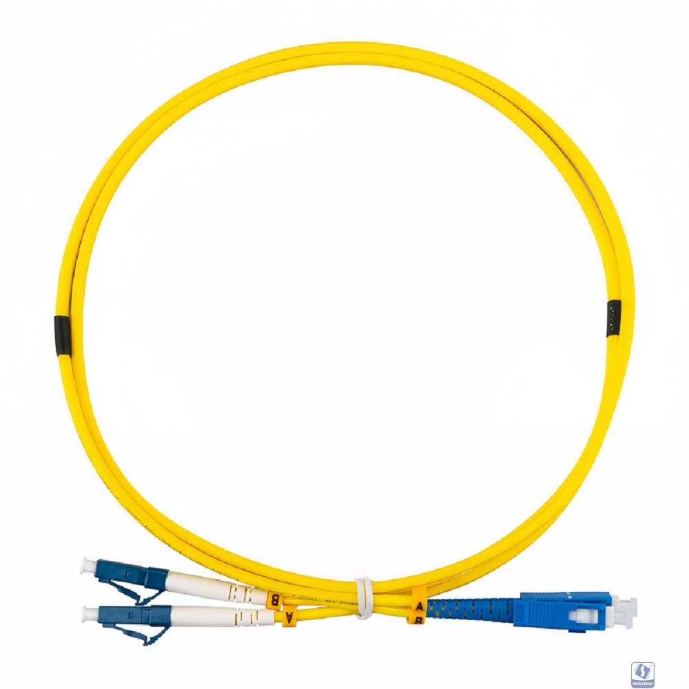 Rexant (50-2114-5) Патч-корд оптический одномодовый (SM) 9/125 OS2 разъемы zip-cord LC/UPC-SC/UPC 3мм Duplex LSZH 5м желтый
