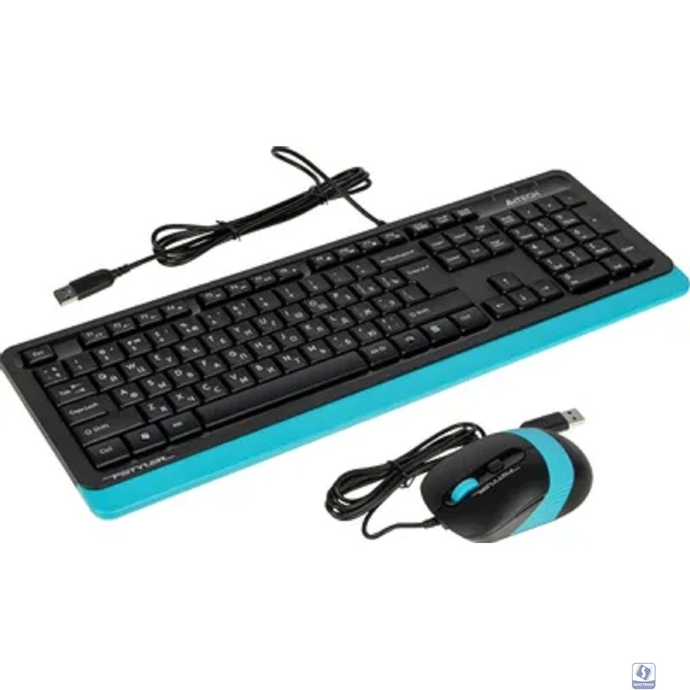 Повреждение упаковки Клавиатура + мышь A4Tech Fstyler F1010 клав:черный/синий мышь:черный/синий USB Multimedia [1147546]