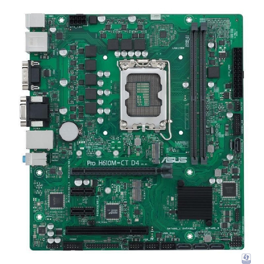 ASUS PRO H610M-C D4-CSM (Socket 1700, mATX, 2xDDR4(64GB), VGA/DP/HDM I2.1 , 1 x PCIe 4.0 x16, 4 x SATA 6Gb/s, 1 x M.2 , 2xUSB 3.2, 2xUSB 2.0, 1xCOM port)