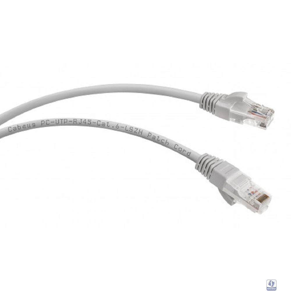 Cabeus PC-UTP-RJ45-Cat.6-1m-LSZH Патч-корд U/UTP, категория 6, 2xRJ45/8p8c, неэкранированный, серый, LSZH, 1м