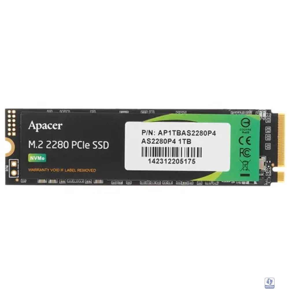 M.2 2280 1TB Apacer AS2280P4 Client SSD AP1TBAS2280P4-1 PCIe Gen3x4 with NVMe, 3000/2000, IOPS 215/390K, MTBF 1.5M, 3D TLC, 800TBW, 0,73DWPD, RTL (918253)