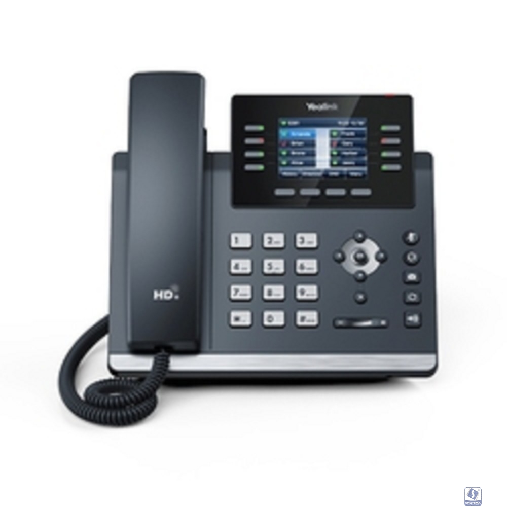 YEALINK SIP-T44W, 12 аккаунтов, 2 порта USB, Wi-Fi, цветной экран 2.8", BLF, PoE, GigE, без БП, шт