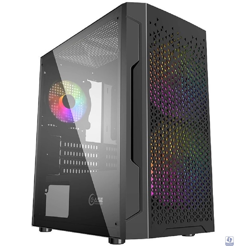 Powercase CMIMZB-L3 Корпус Mistral Micro Z3B Mesh LED, Tempered Glass, 2x 140mm + 1х 120mm 5-color fan, чёрный, mATX  (CMIMZB-L3)