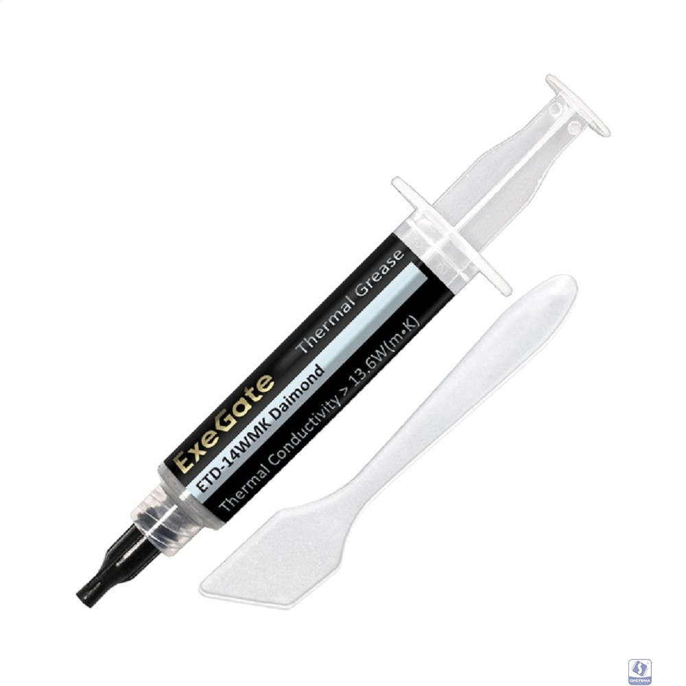 Exegate EX293371RUS Термопаста ExeGate ETD-14WMK Daimond (13,6 Вт/(м•К), 6г, шприц с лопаткой)