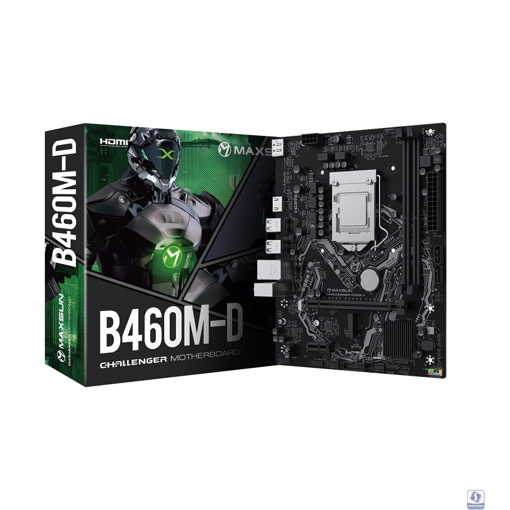 MAXSUN MS-Challenger B460M-D (Socket 1200, mATX, 2*DDR4(64Gb), DP/HDMI, 2*SATA3, 1*M.2, 1xPCI-E x16 /1xPCI-E x, 4*USB 2.0, 2*USB 3.2 Gen1 , LAN 1*1G, RTL)