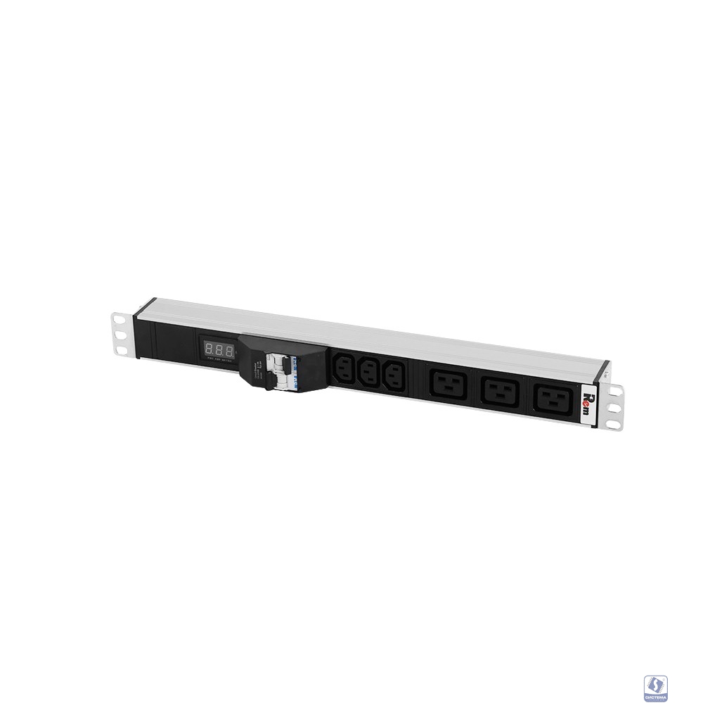 REM Блок розеток Rem-32 с авт., и амп., 3 IEC 60320 C13, 3 IEC 60320 C19, 32А, алюм., 19", колодка (R-32-3C13-3C19-A-Am-440-K)