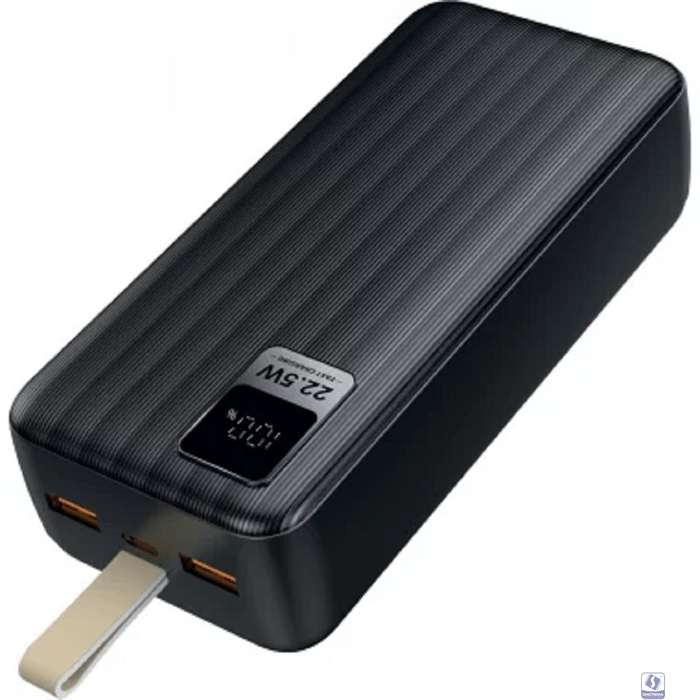 Perfeo Powerbank WATERFALL 30000 mAh/LED дисплей/PD + QC 3.0/Type-C/2 USB/Выход: 5A, max 22.5W/Black (PF_D0174)